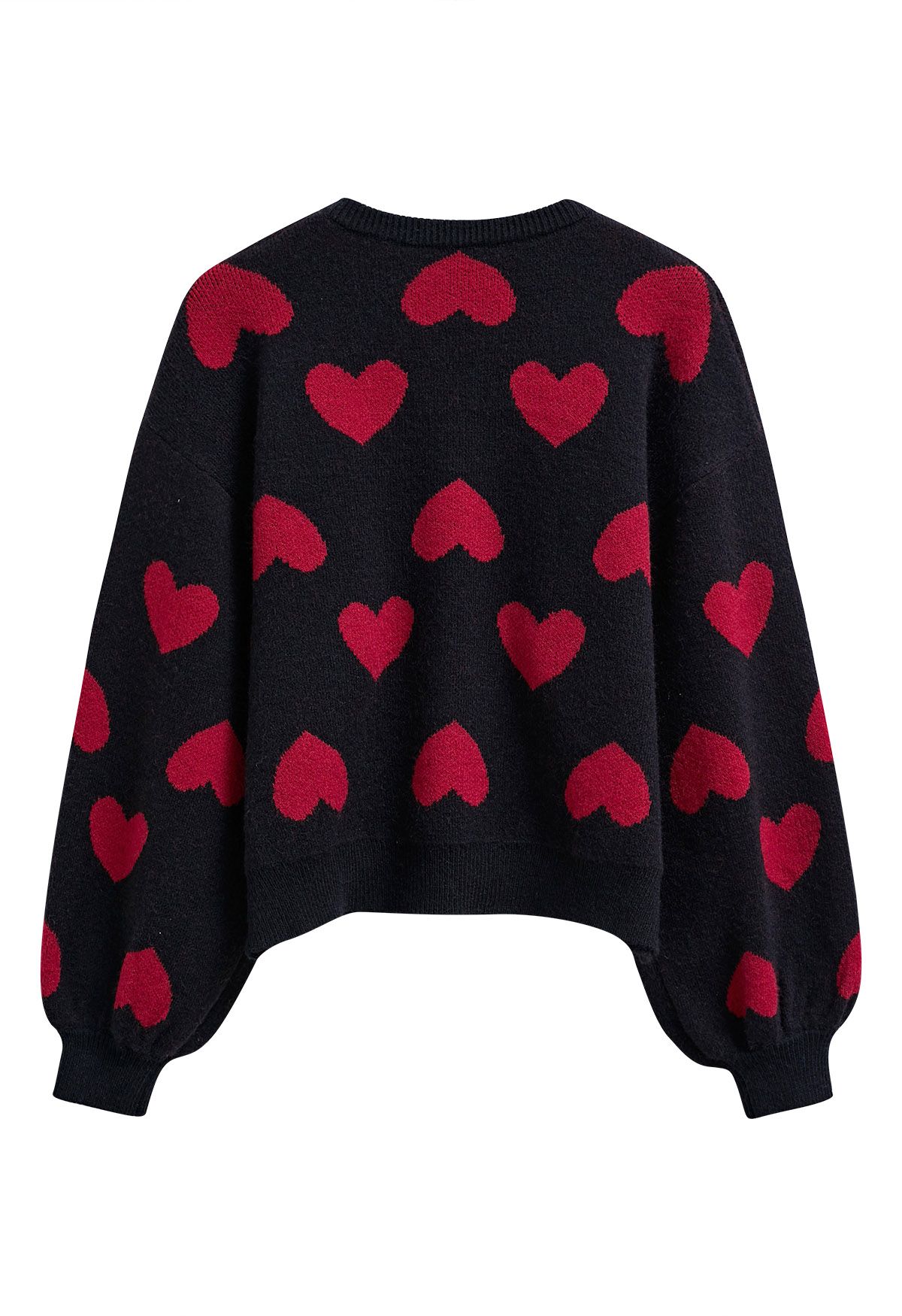 Pull en tricot à manches bouffantes Cherished Heart en noir