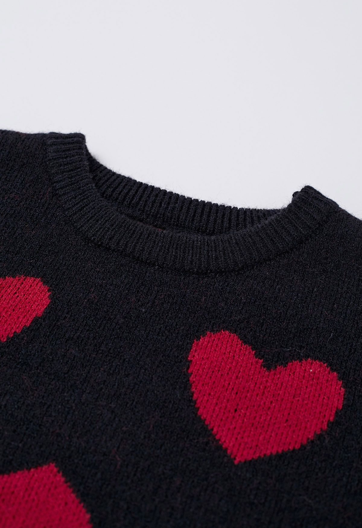 Pull en tricot à manches bouffantes Cherished Heart en noir