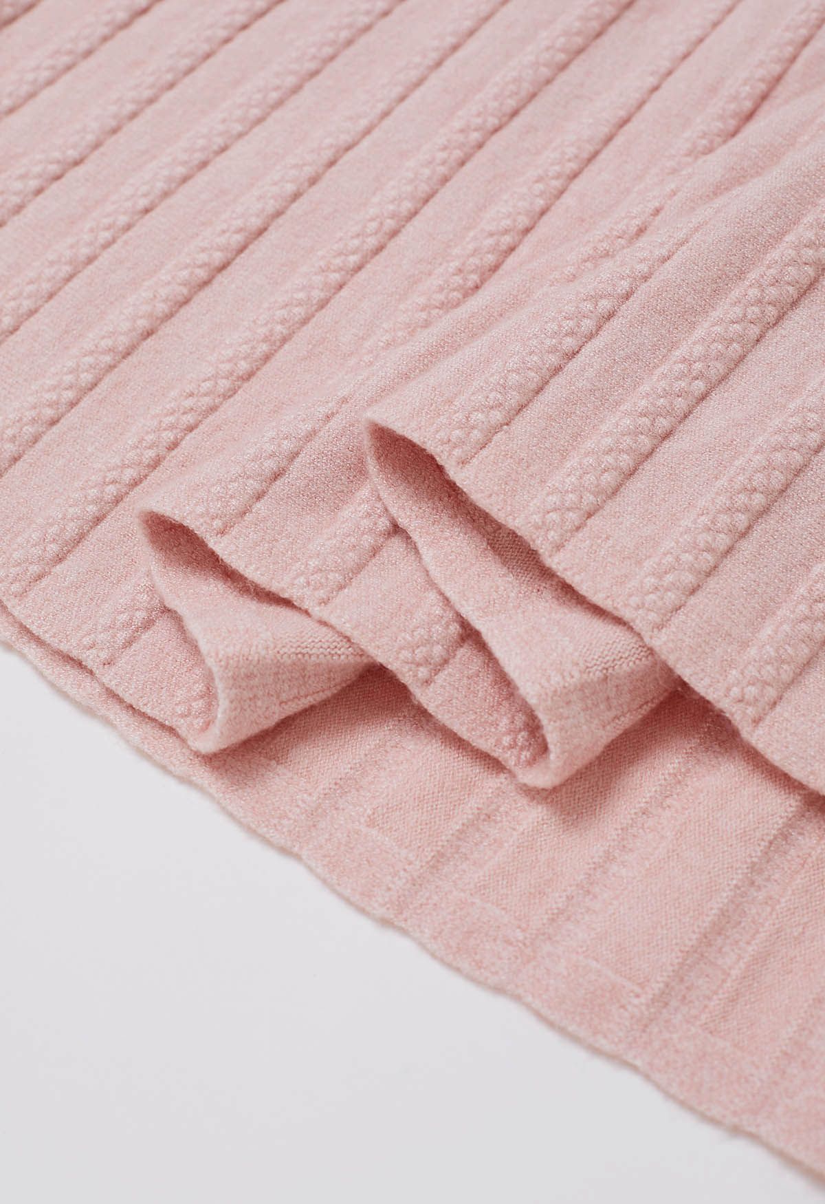 Jupe longue en tricot côtelé doux au toucher en rose clair