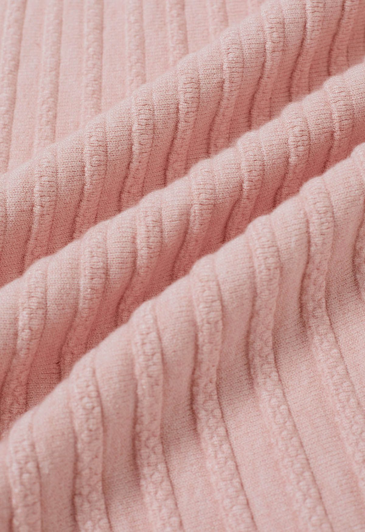 Jupe longue en tricot côtelé doux au toucher en rose clair