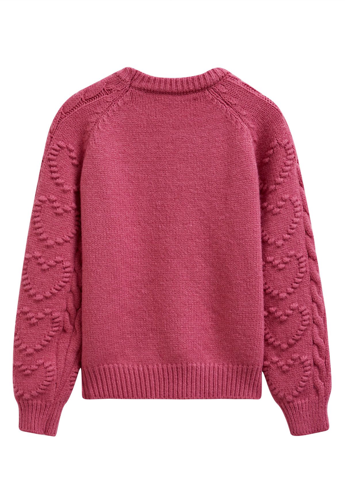 Pull en maille torsadée avec motif cœur en relief en baie