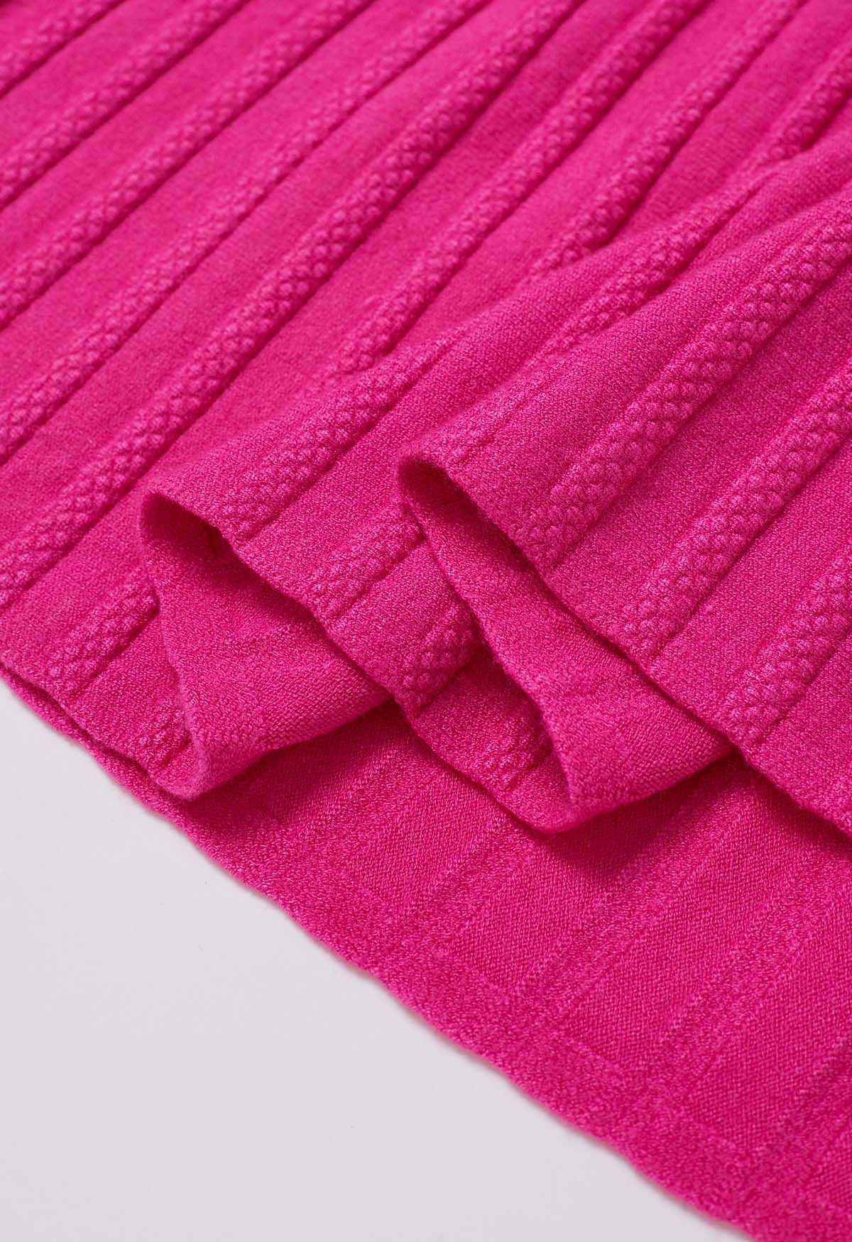 Jupe longue en tricot côtelé doux au toucher en rose vif