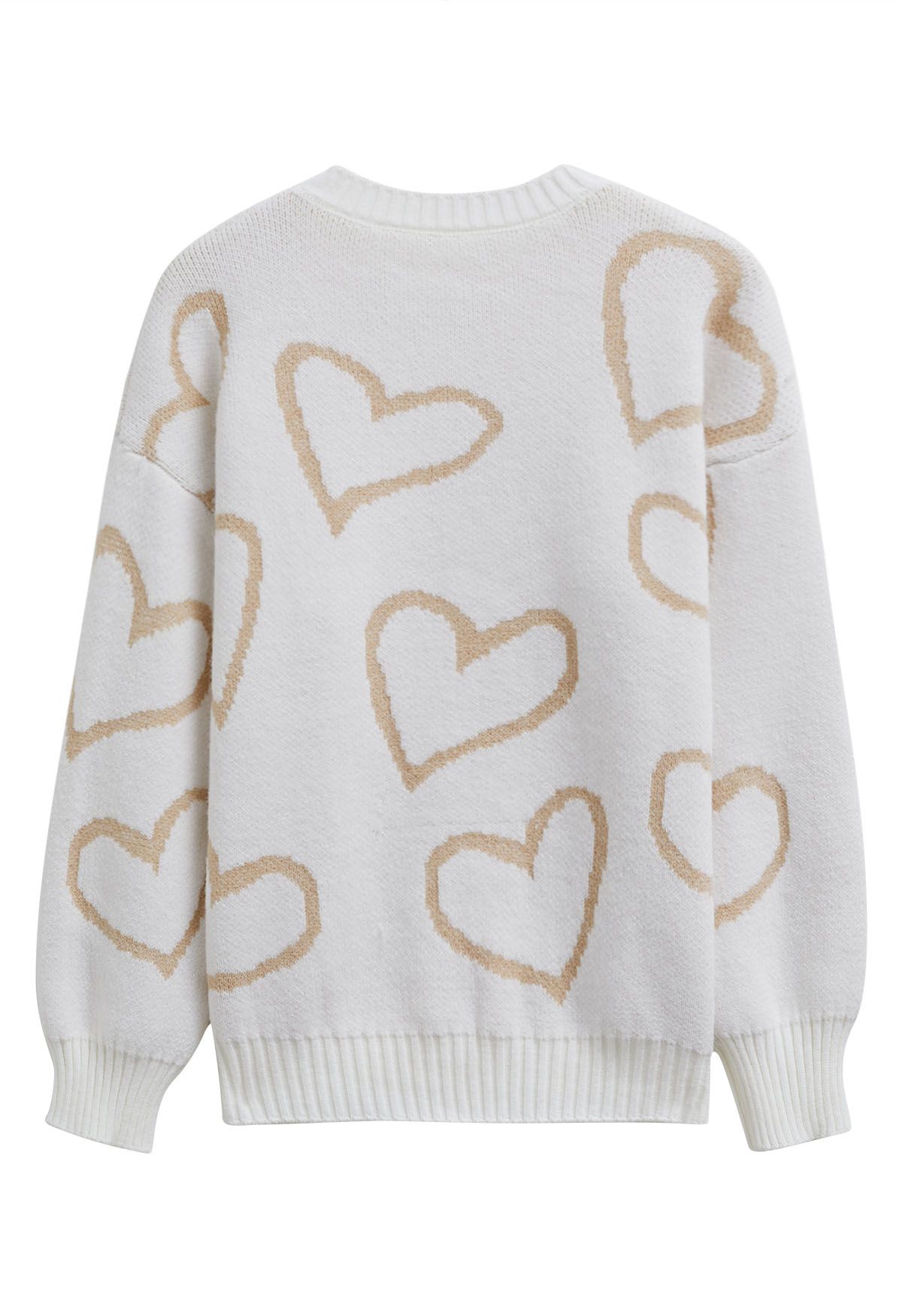 Pull ras du cou en tricot Lovable Heart en blanc