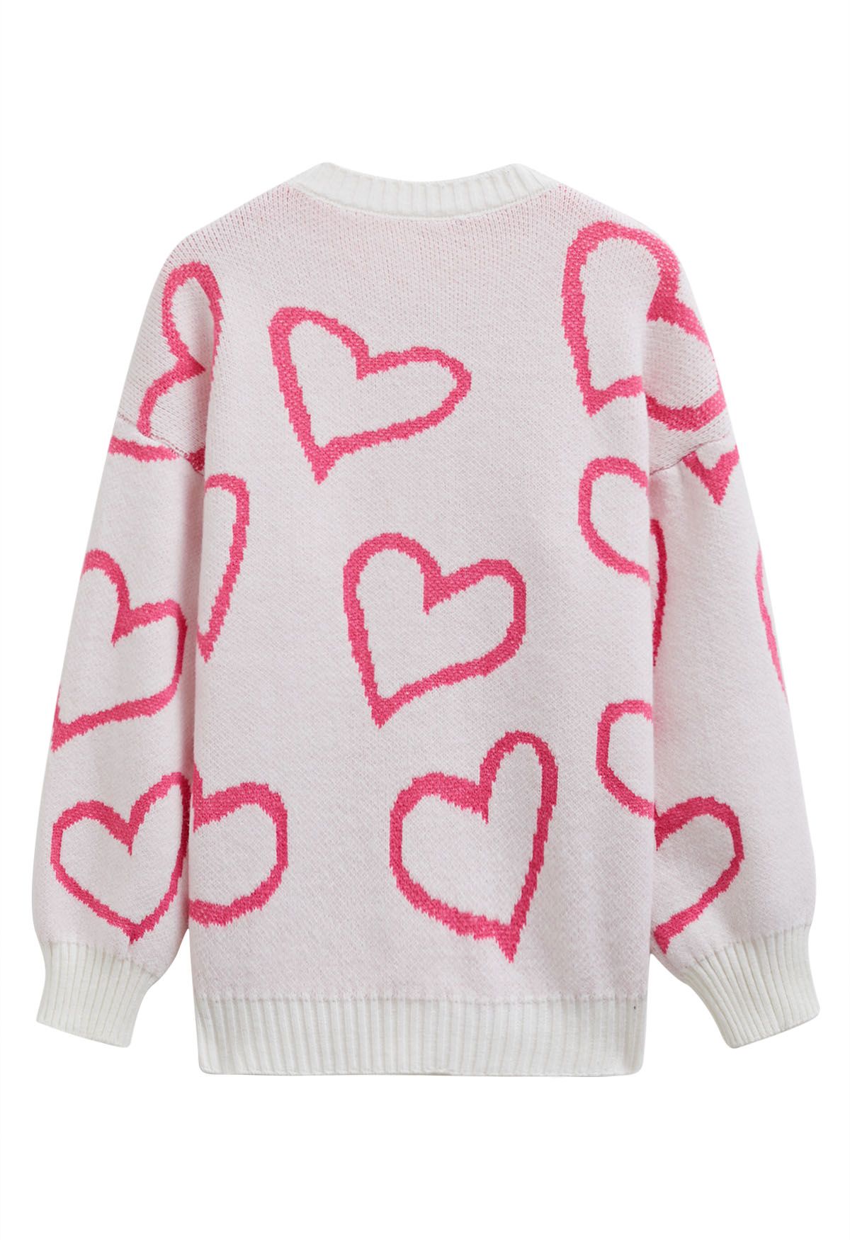 Pull ras du cou en tricot Lovable Heart en rose clair