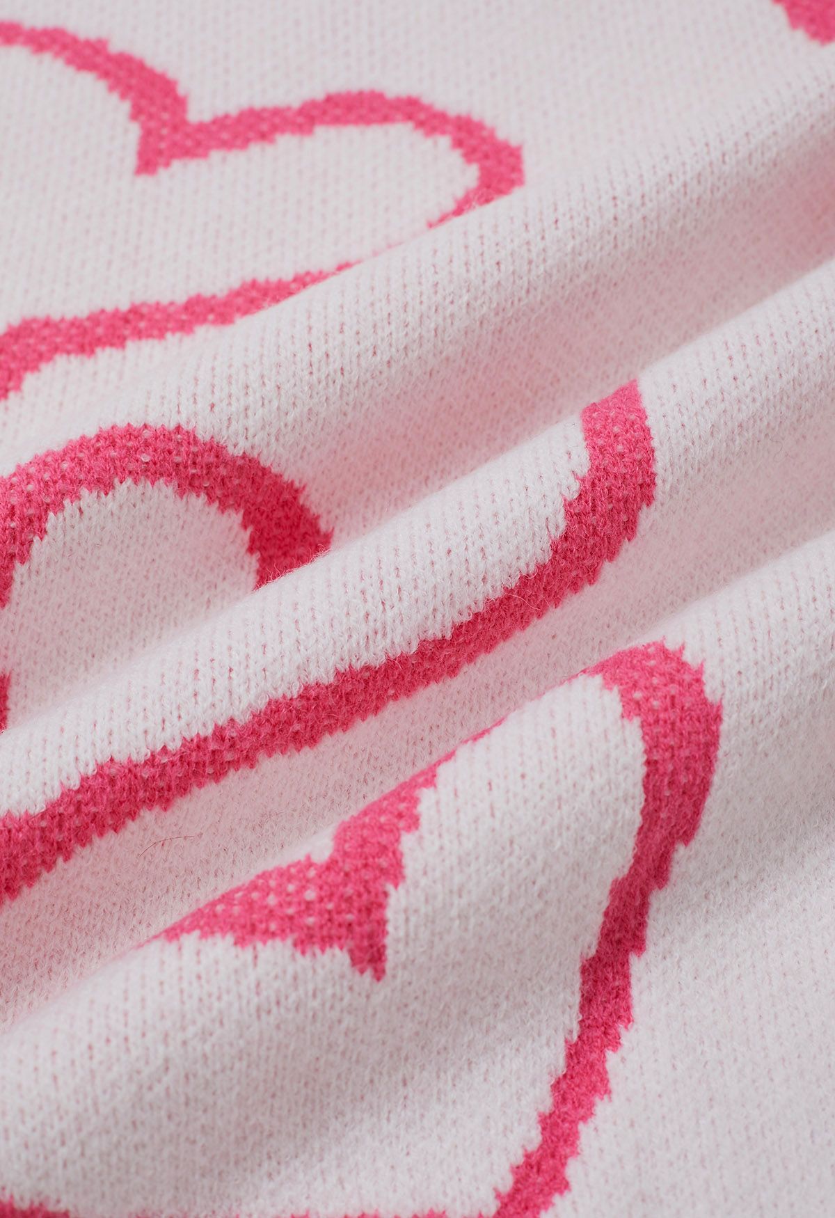 Pull ras du cou en tricot Lovable Heart en rose clair