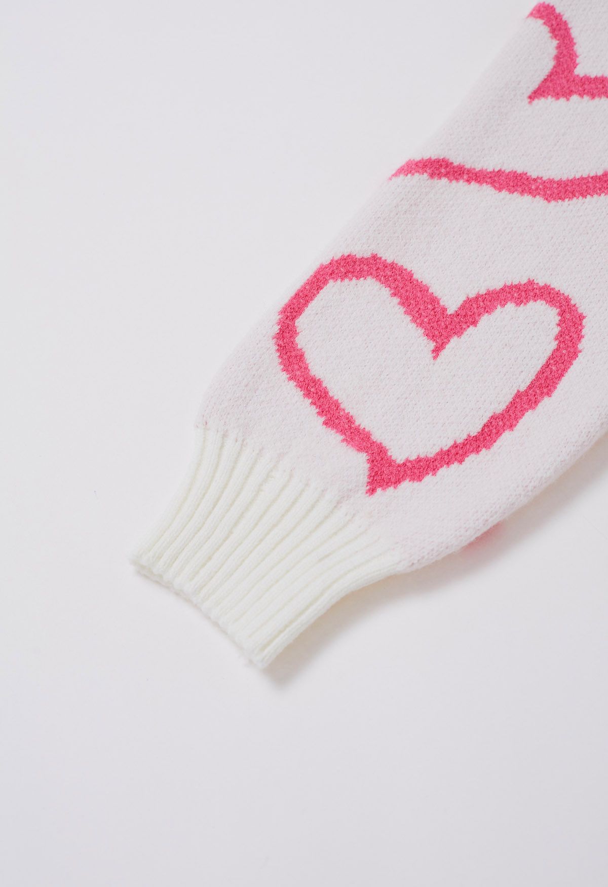 Pull ras du cou en tricot Lovable Heart en rose clair