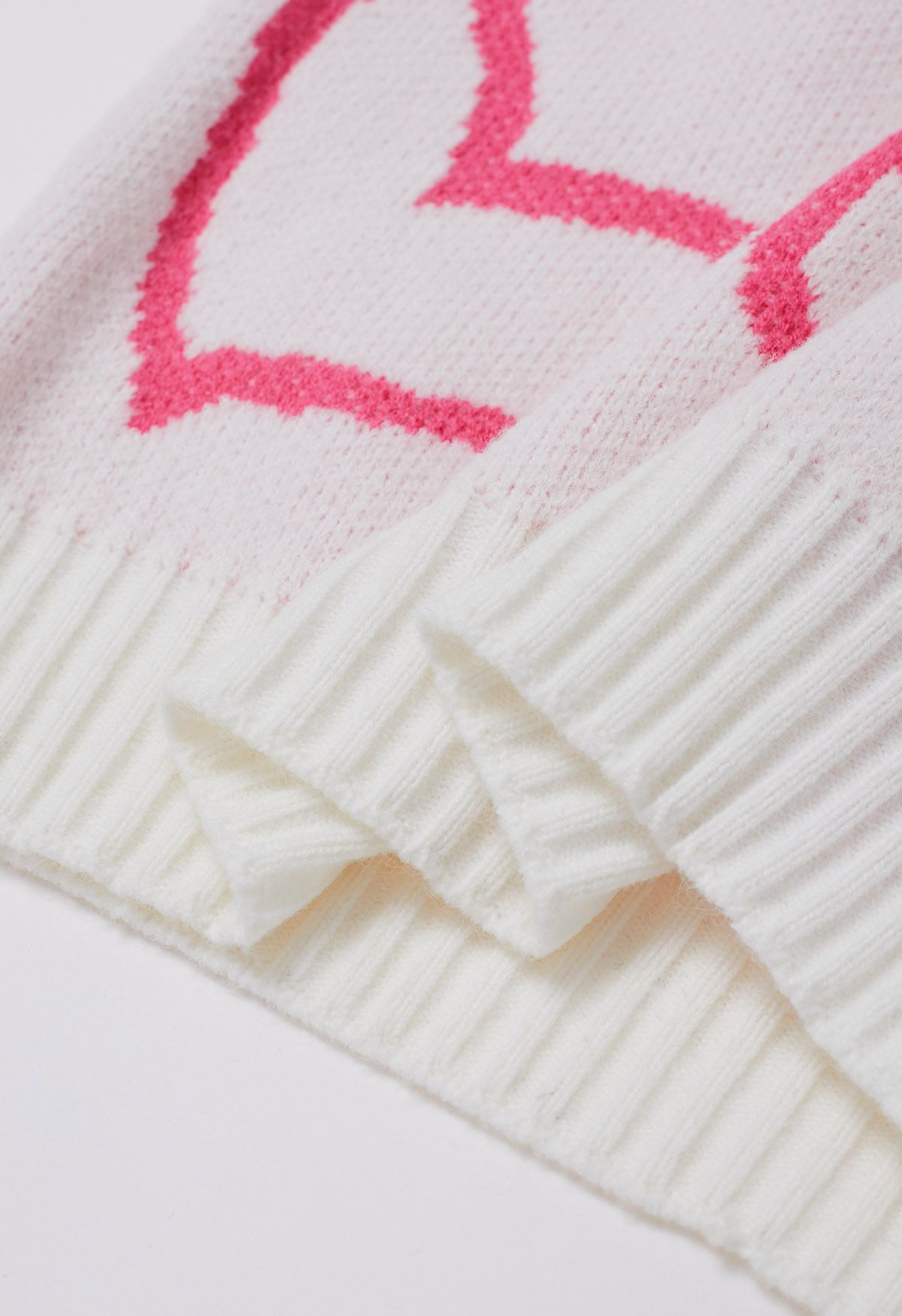 Pull ras du cou en tricot Lovable Heart en rose clair