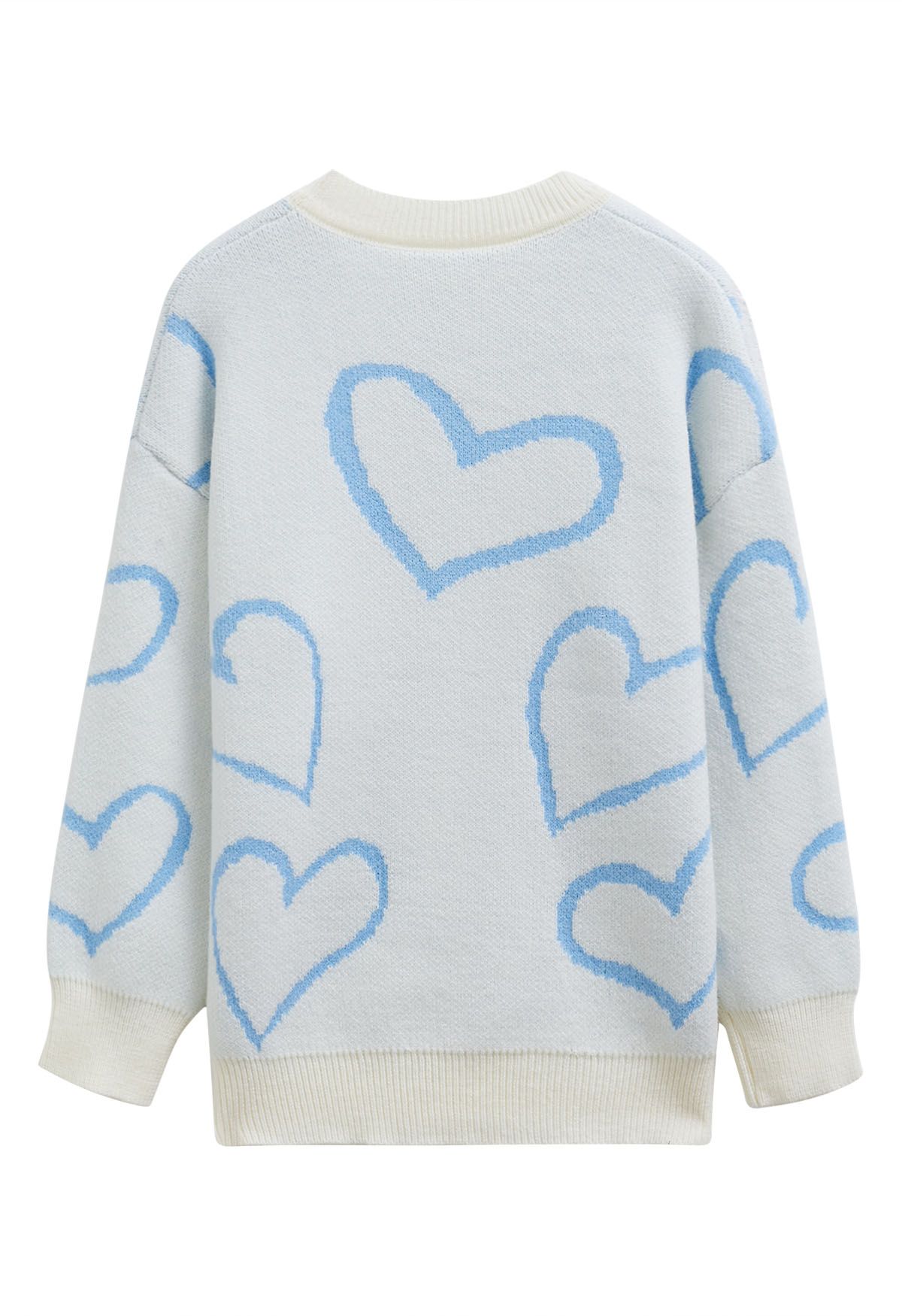 Pull ras du cou en tricot Lovable Heart en bleu bébé