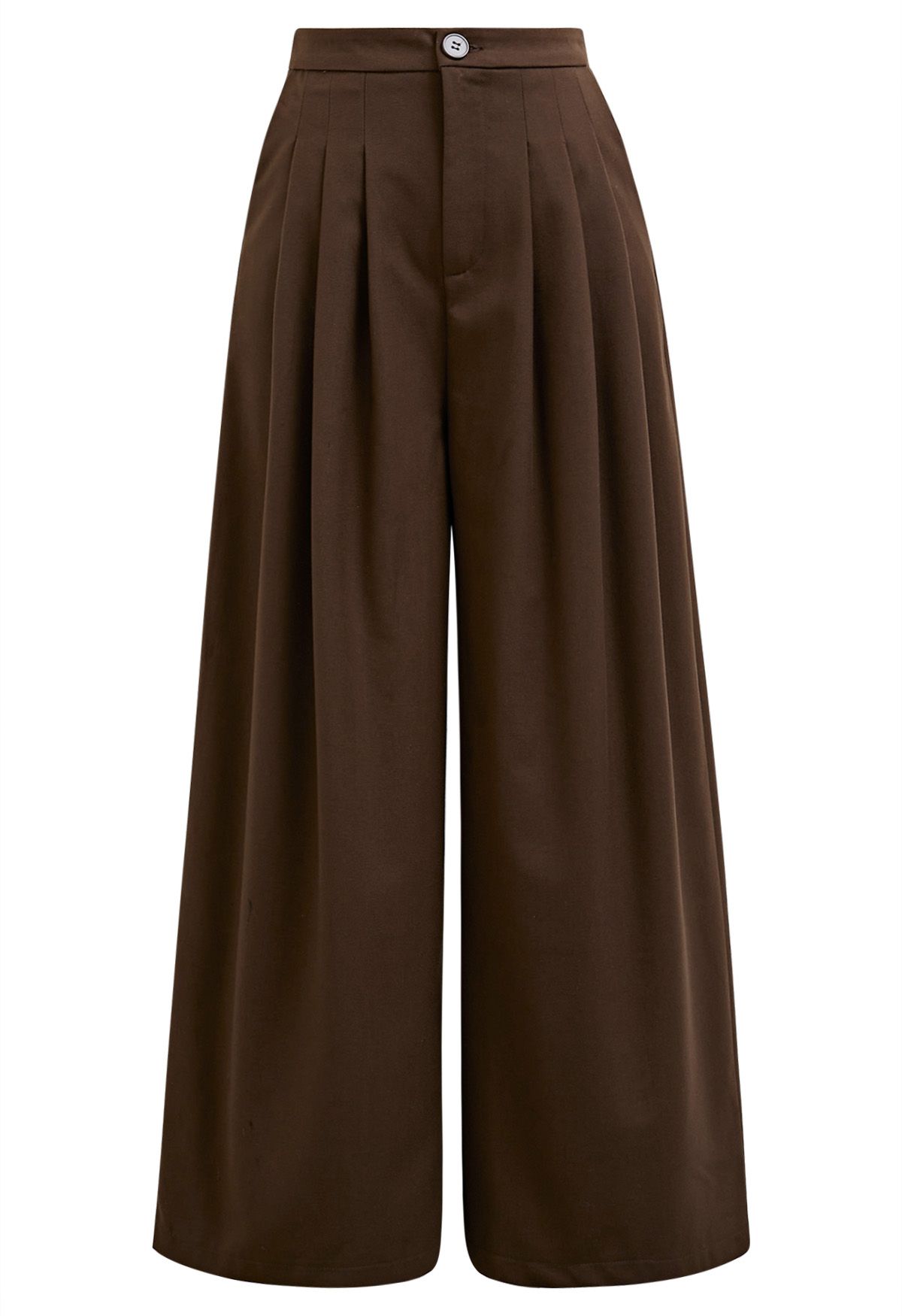 Pantalon Palazzo à plis avec poches latérales au look moderne en marron