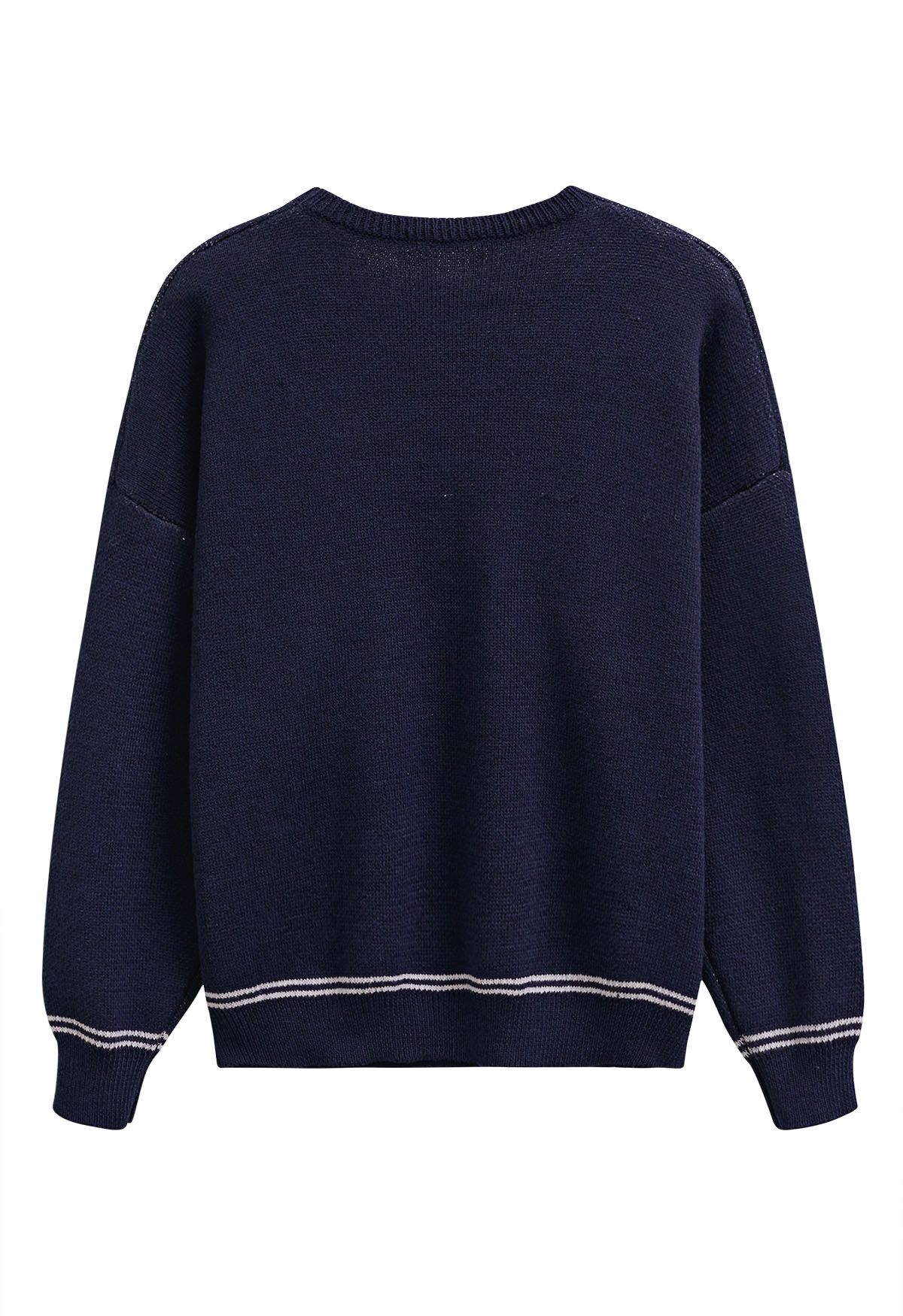 Pull ras du cou oversize en tricot avec lettres Newport en bleu marine