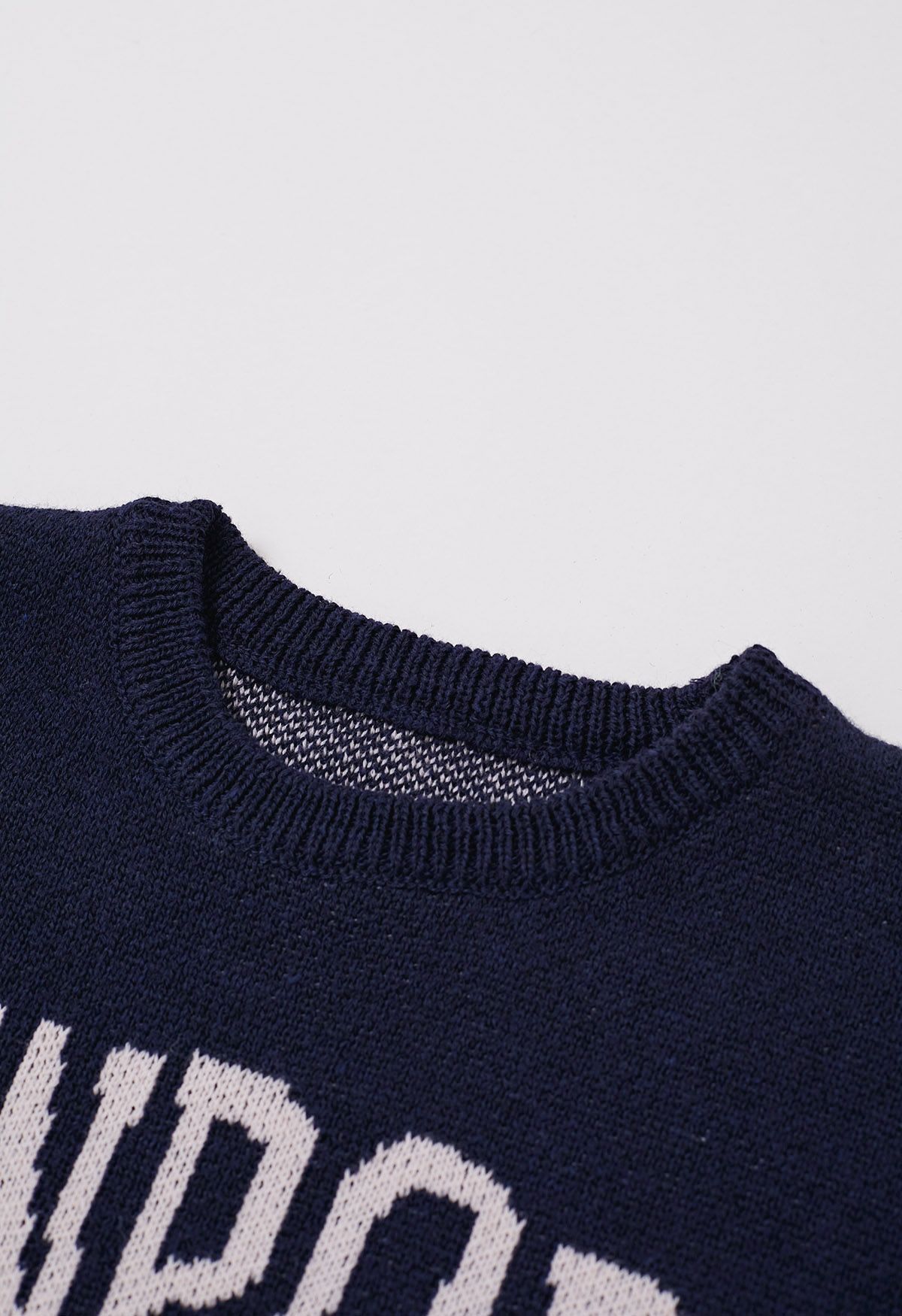 Pull ras du cou oversize en tricot avec lettres Newport en bleu marine