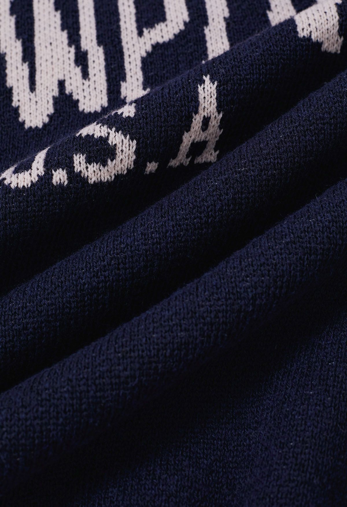 Pull ras du cou oversize en tricot avec lettres Newport en bleu marine