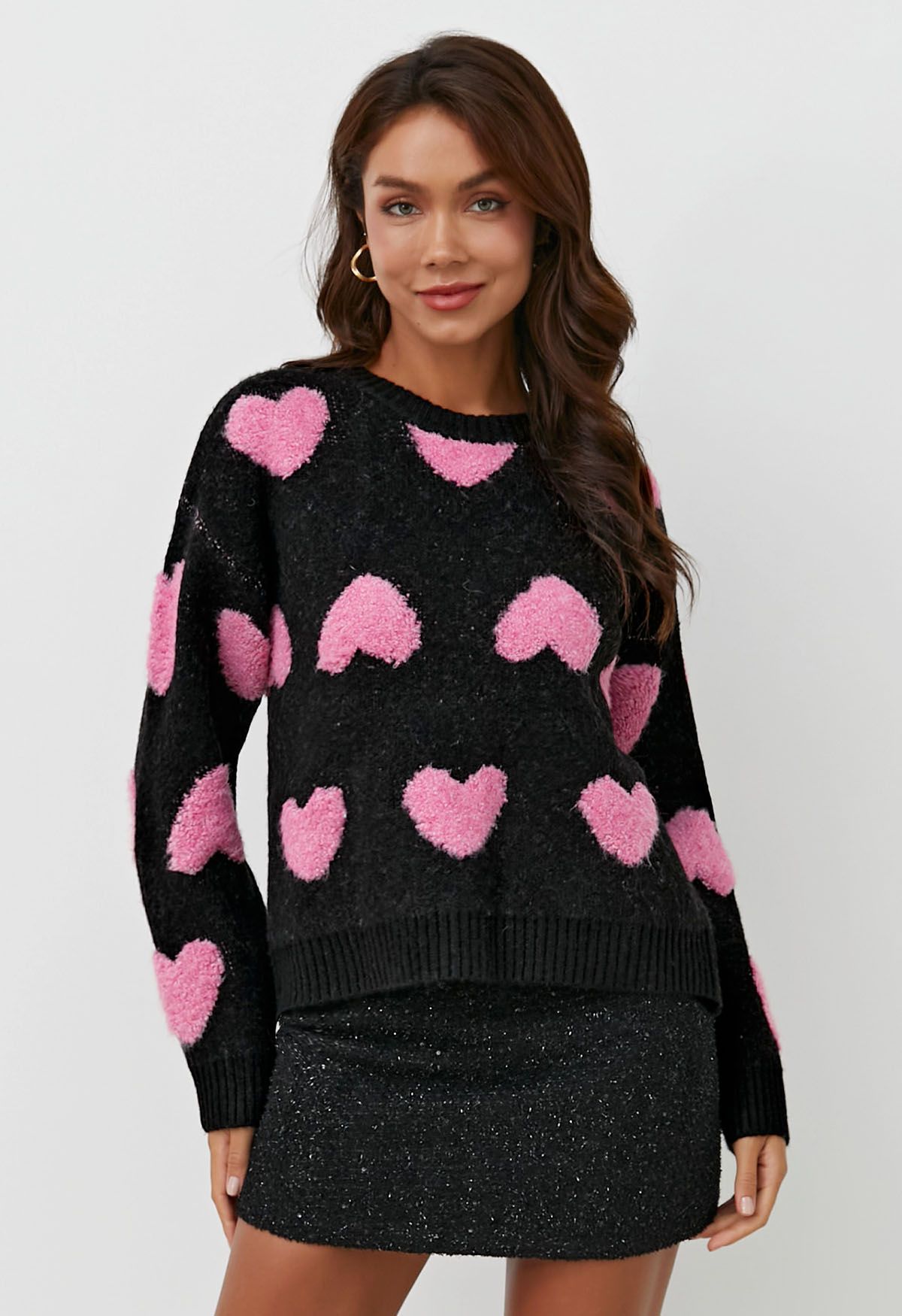 Pull ras du cou en maille jacquard Passionate Love