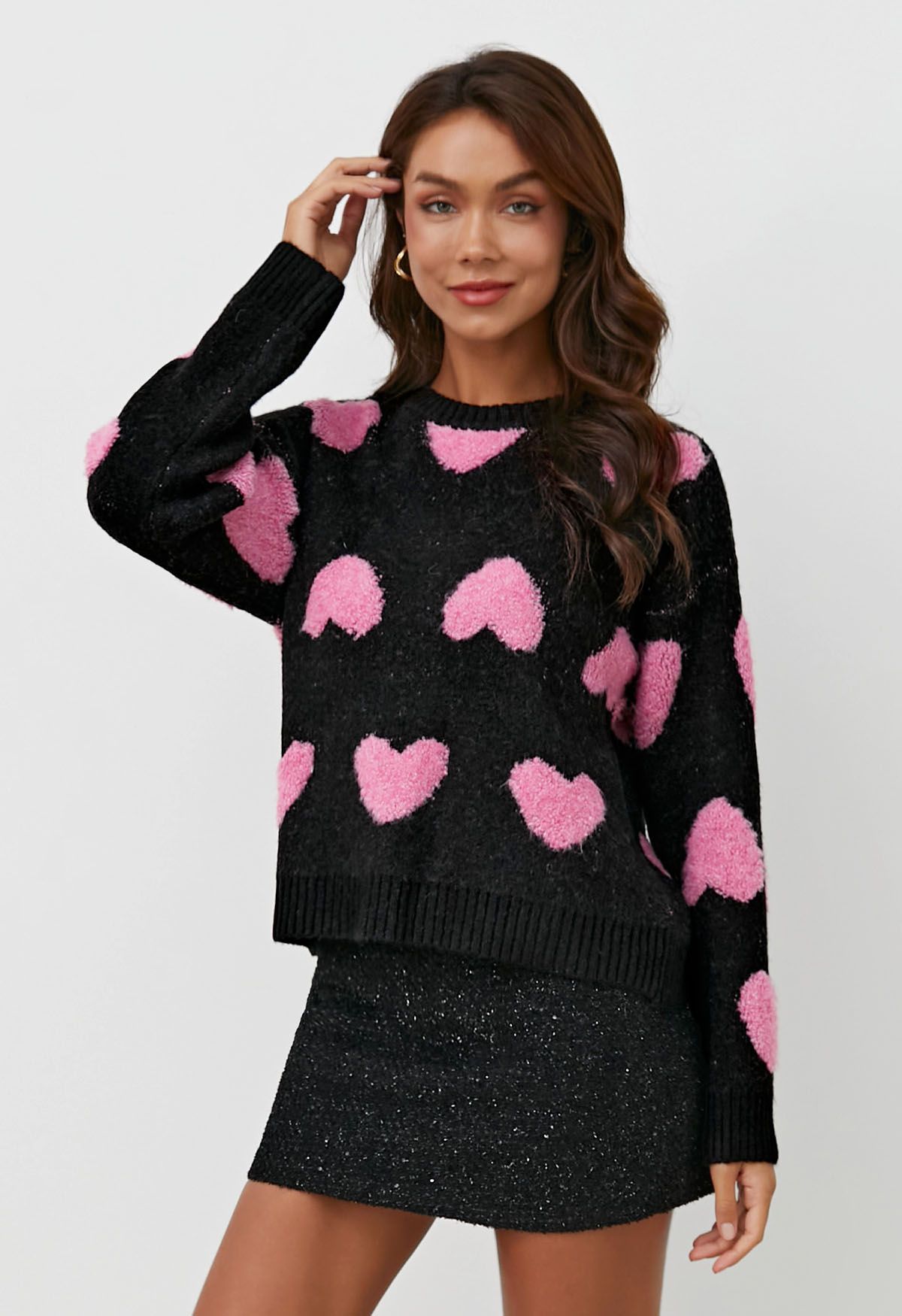 Pull ras du cou en maille jacquard Passionate Love