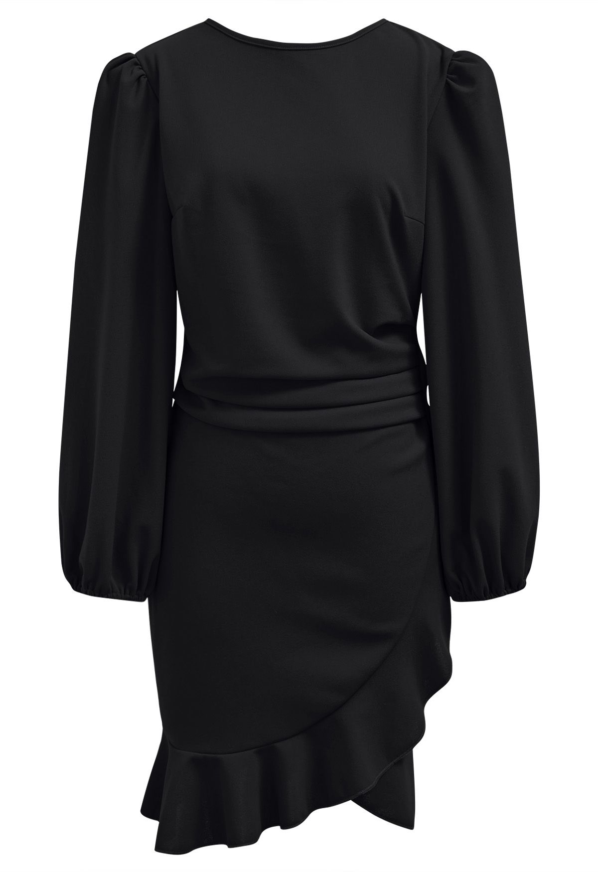 Robe mini tulipe froncée sur les côtés en noir