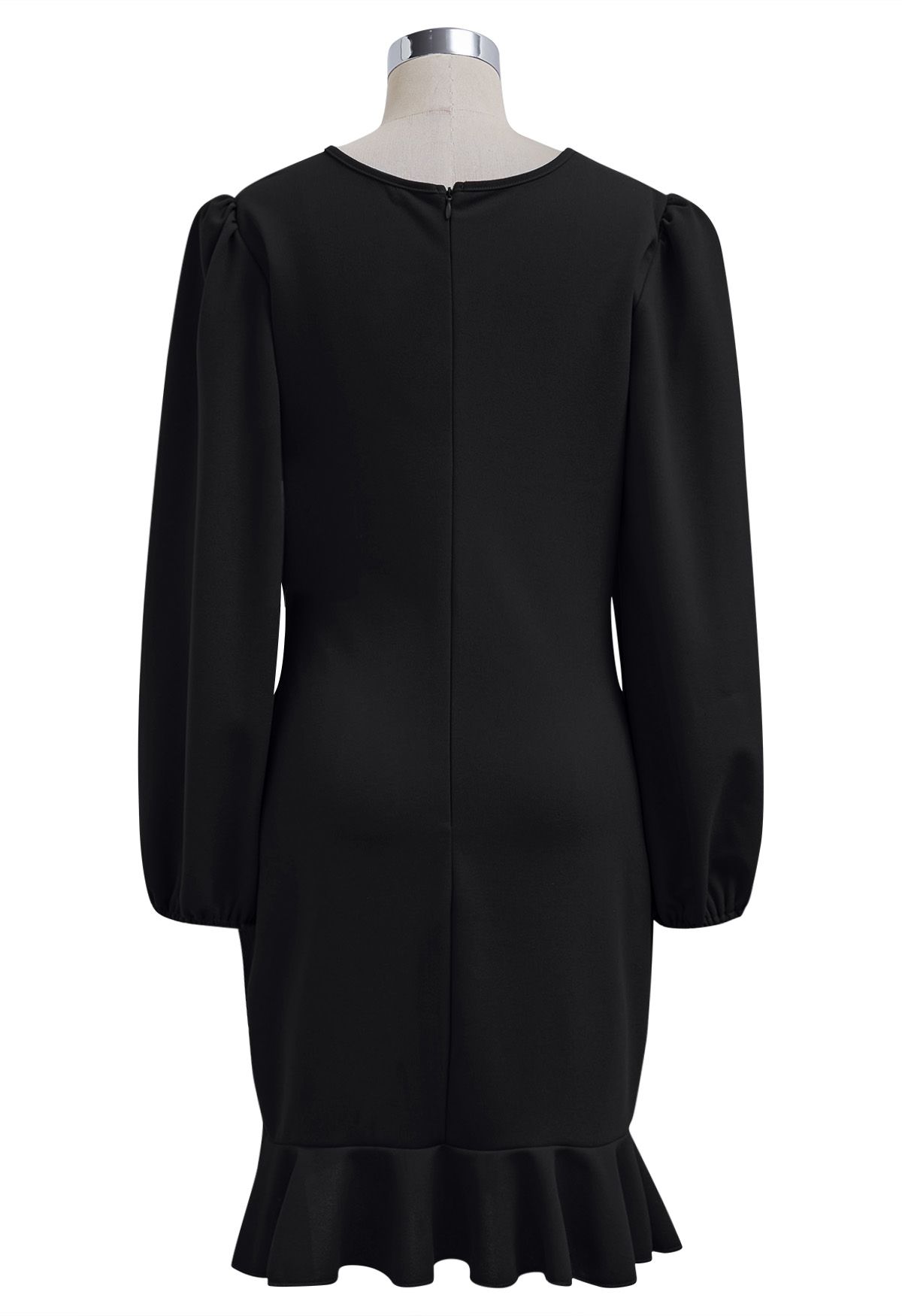 Robe mini tulipe froncée sur les côtés en noir