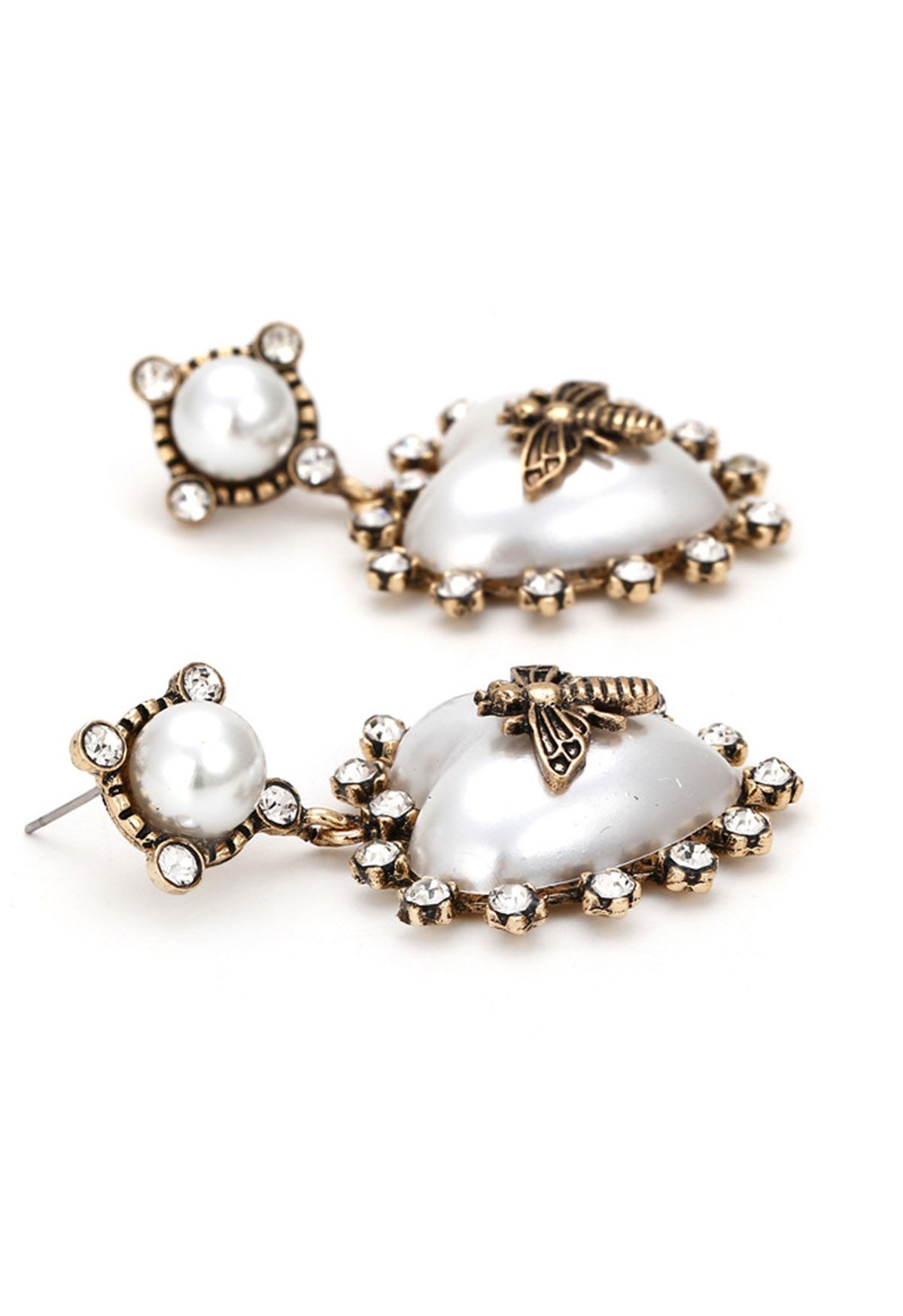 Boucles d'oreilles baroques en perles de cœur et d'abeille