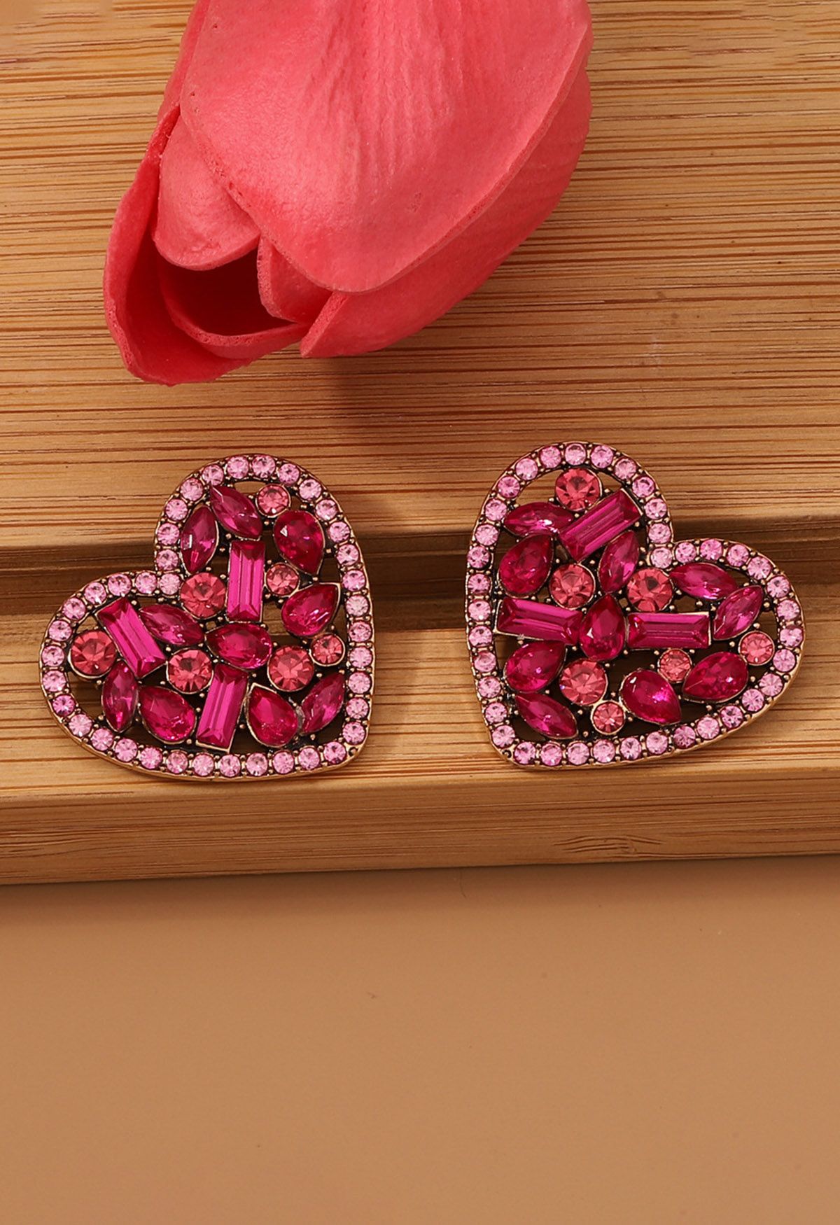 Boucles d'oreilles romantiques en forme de cœur creux