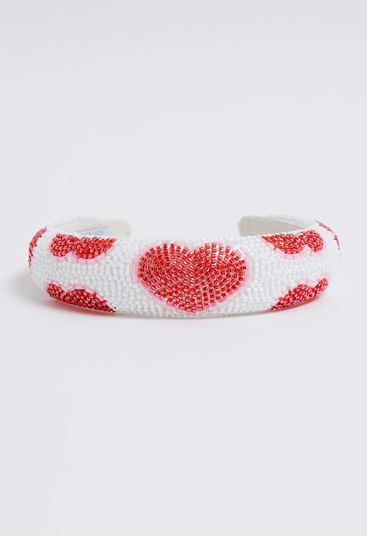 Bandeau à perles à motif de cœur en rouge