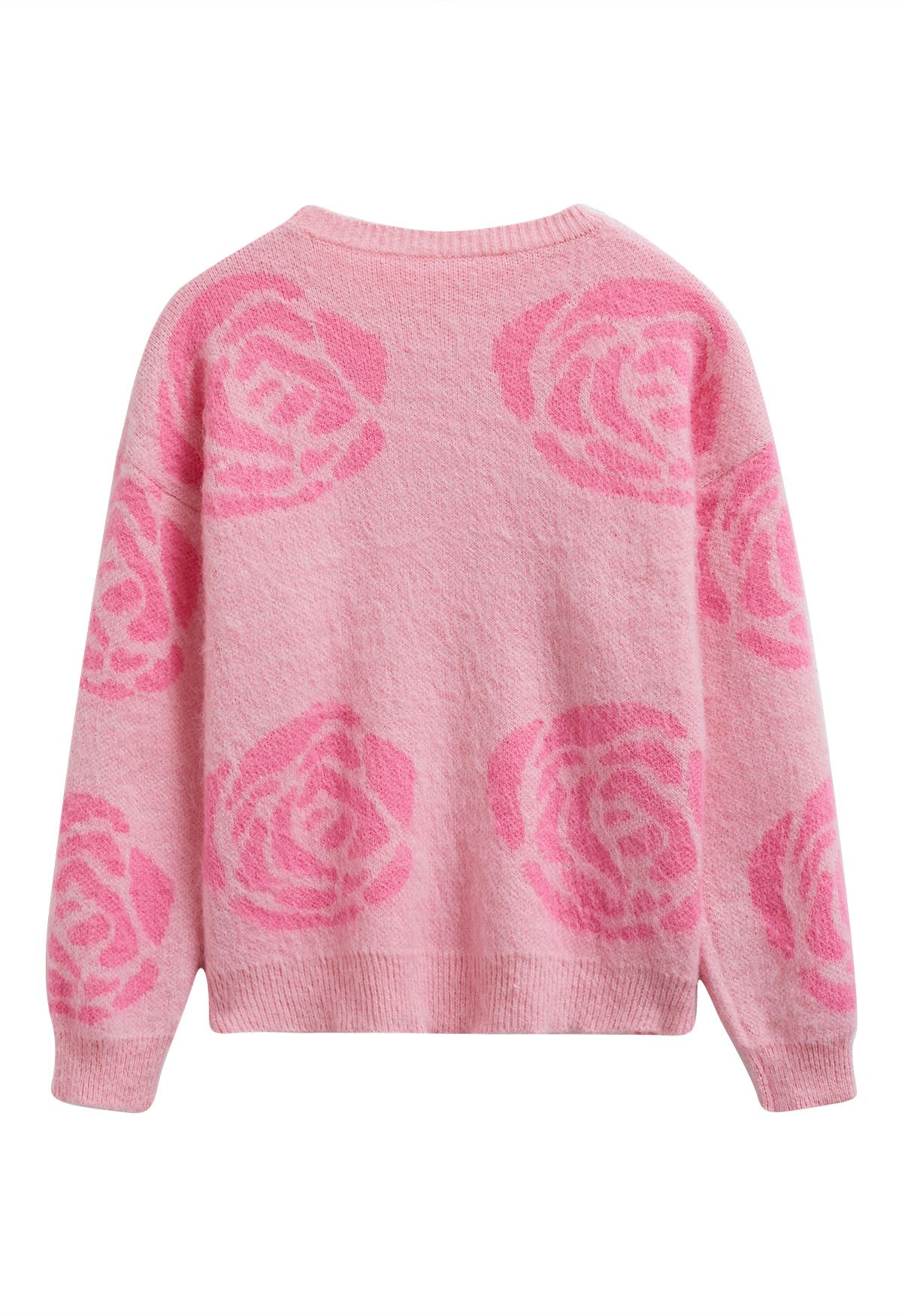 Pull en tricot à motif de roses avec strass scintillants 