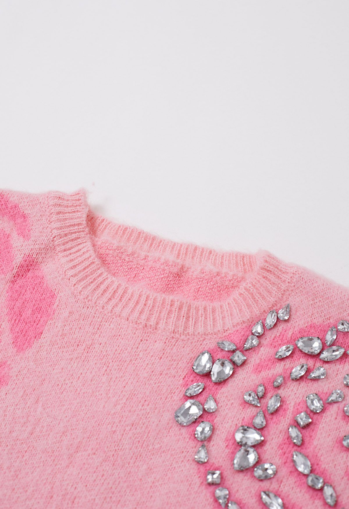 Pull en tricot à motif de roses avec strass scintillants 