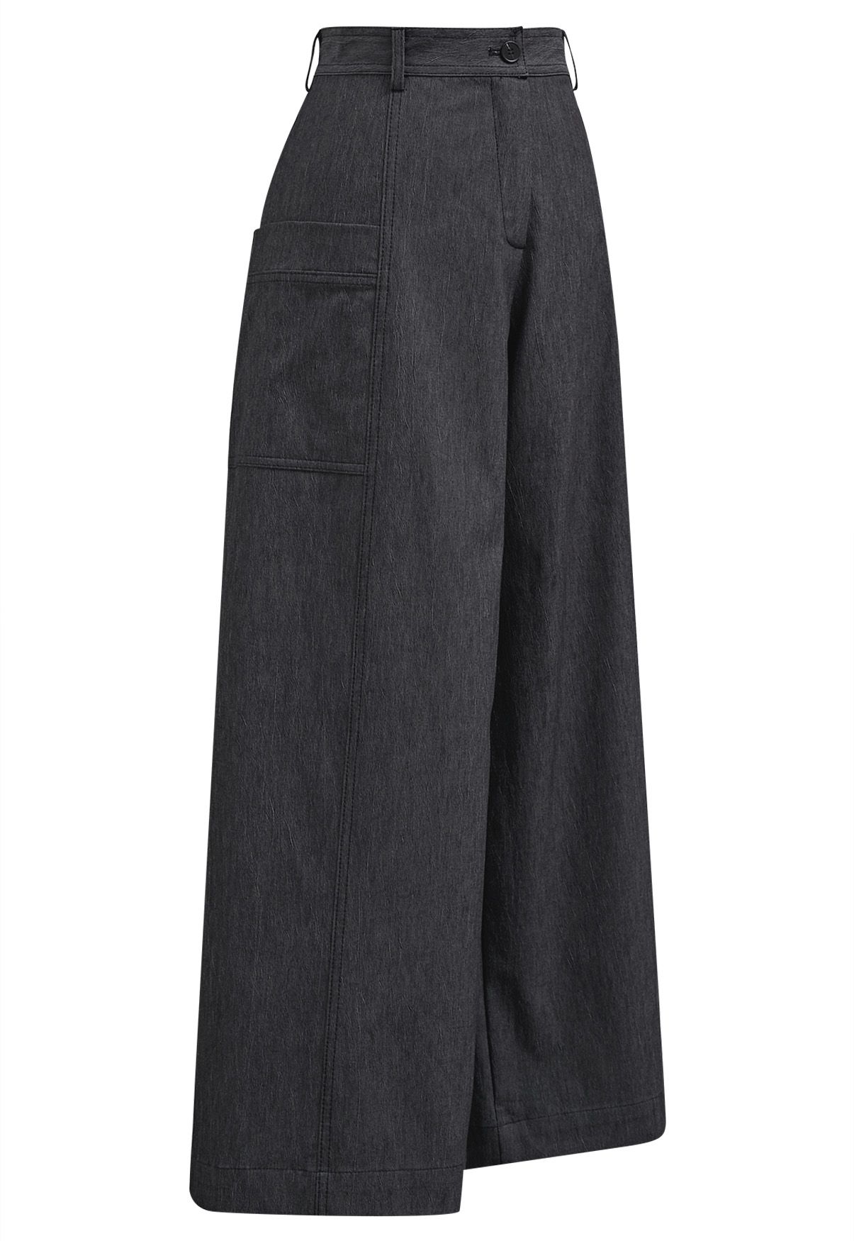 Pantalon large à poches latérales plaquées en fumée