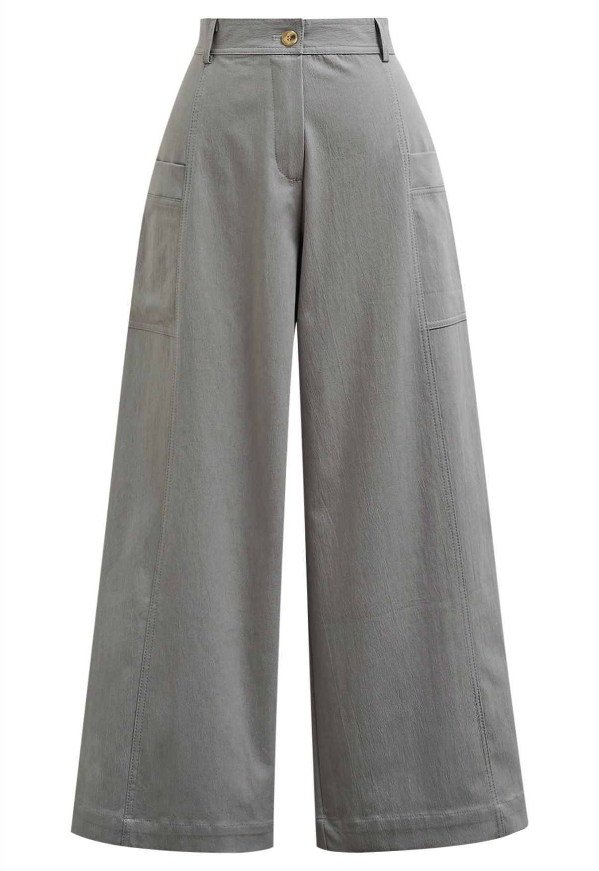 Pantalon large à poches latérales plaquées en gris