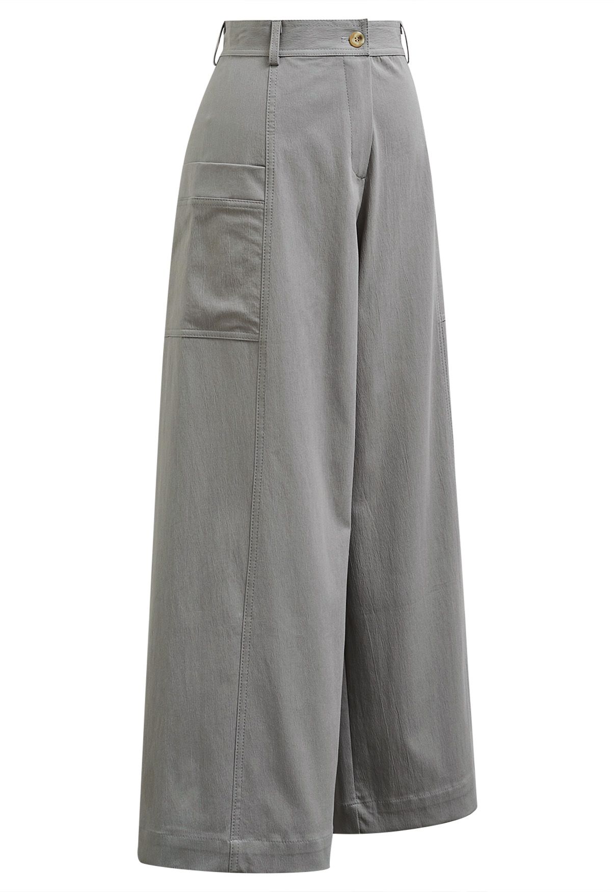 Pantalon large à poches latérales plaquées en gris