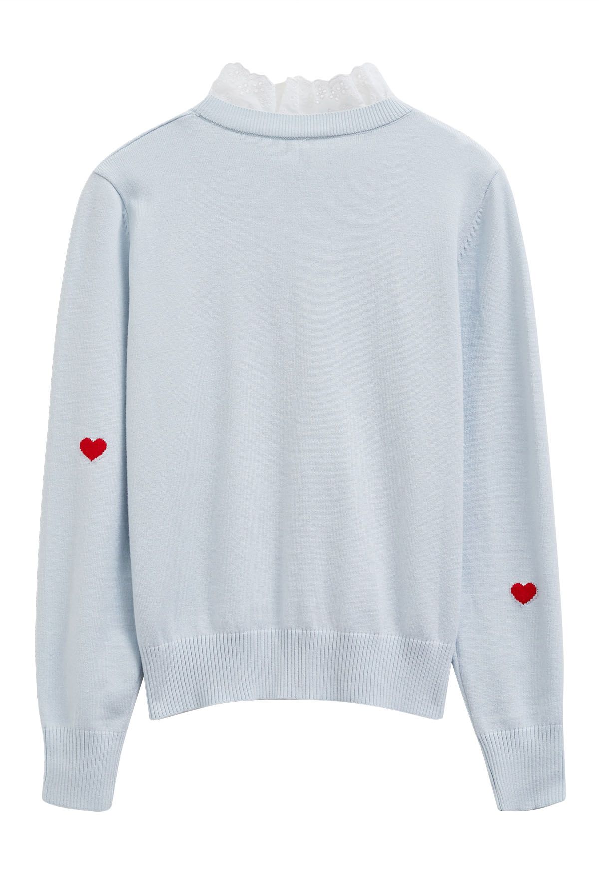 Haut en tricot à volants en coton Red Heart en bleu clair