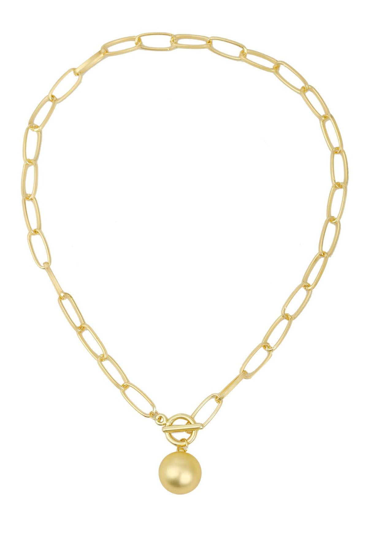 Collier Chaîne Ovale Boule Dorée