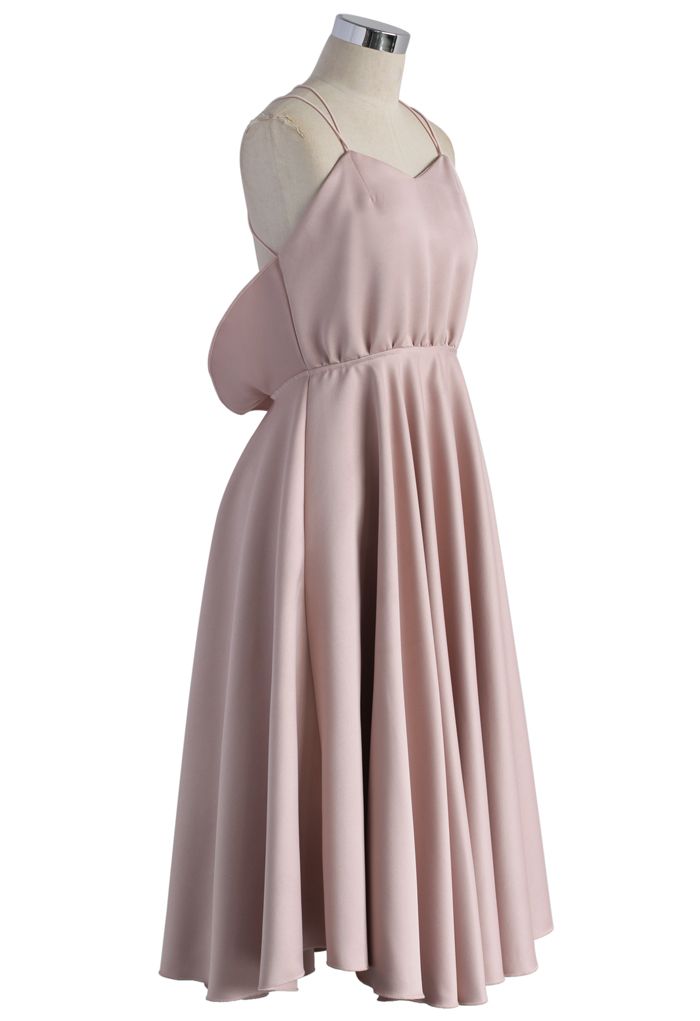 Robe Rose Luxueux avec Bretelles Croisillons dans le Dos
