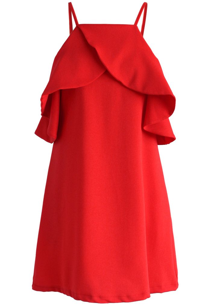 Sylphide Robe Rouge avec Des Epaules Dénudées