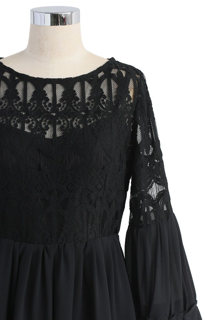 Aller chercher robe en mousseline de dentelle baroque en noir