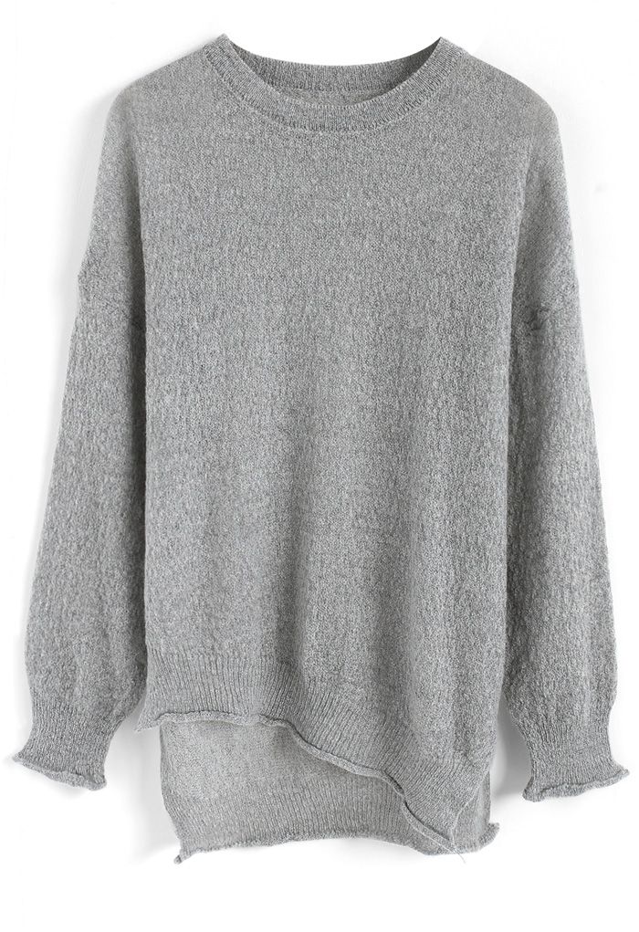 Top en tricot de style décontracté gris