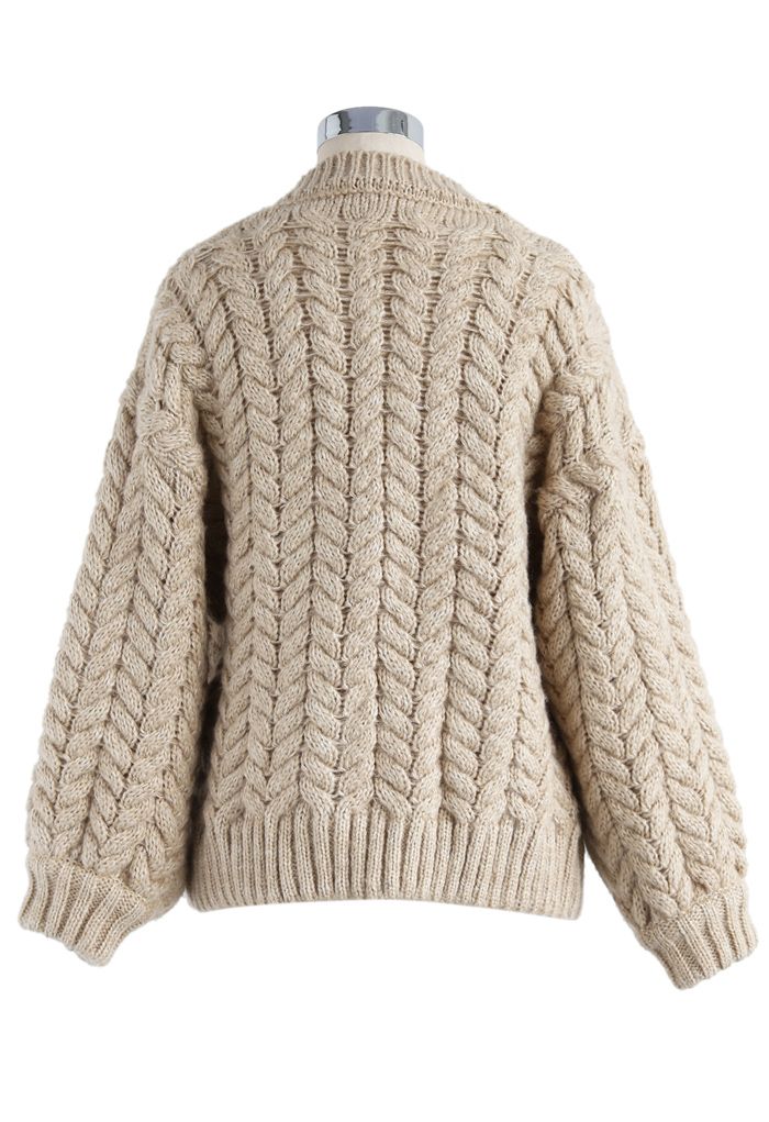 Joli à tricoter votre cardigan épais couleur sable
