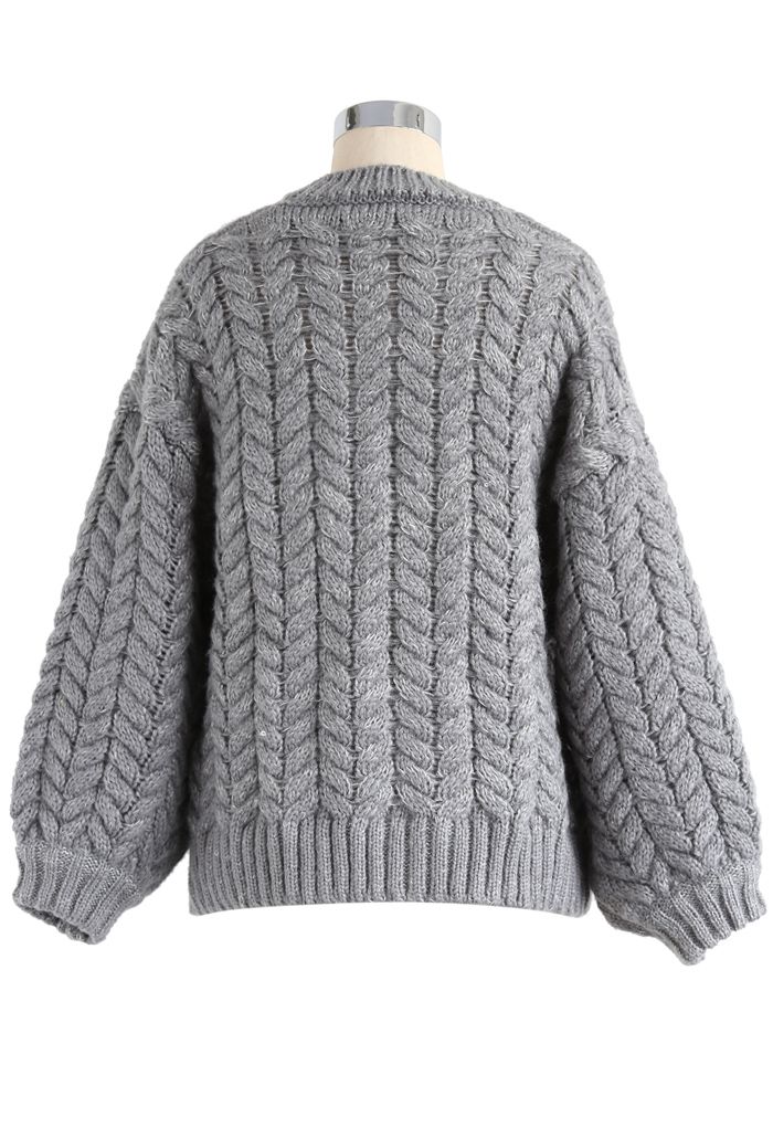 Joli à tricoter votre cardigan épais gris