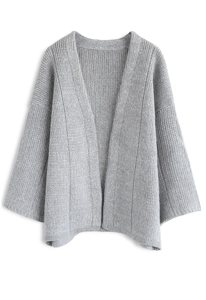 Cardigan confortable en tricot de temps libre gris