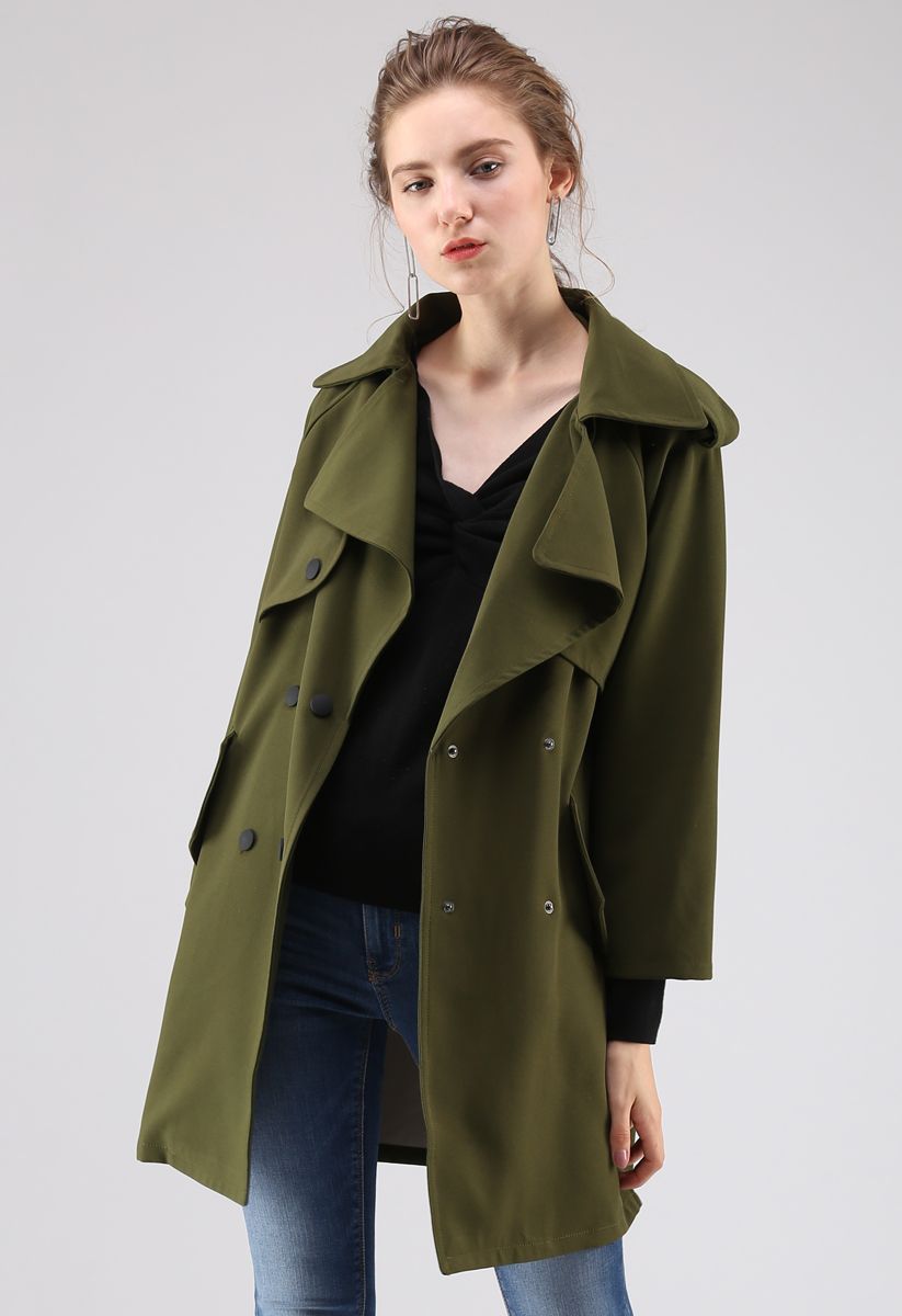 Trench-coat à double boutonnage Trendy Sensation en vert