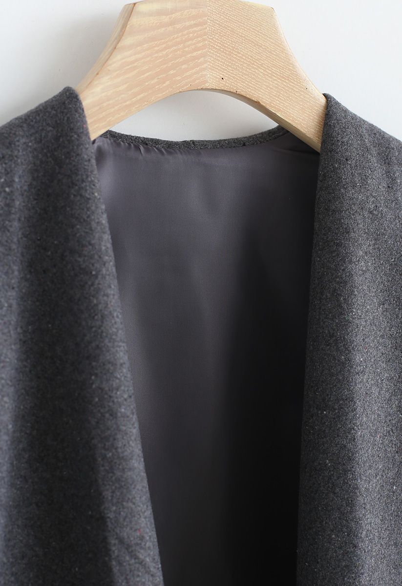 N.A Myself Manteau en laine mélangée ouvert gris