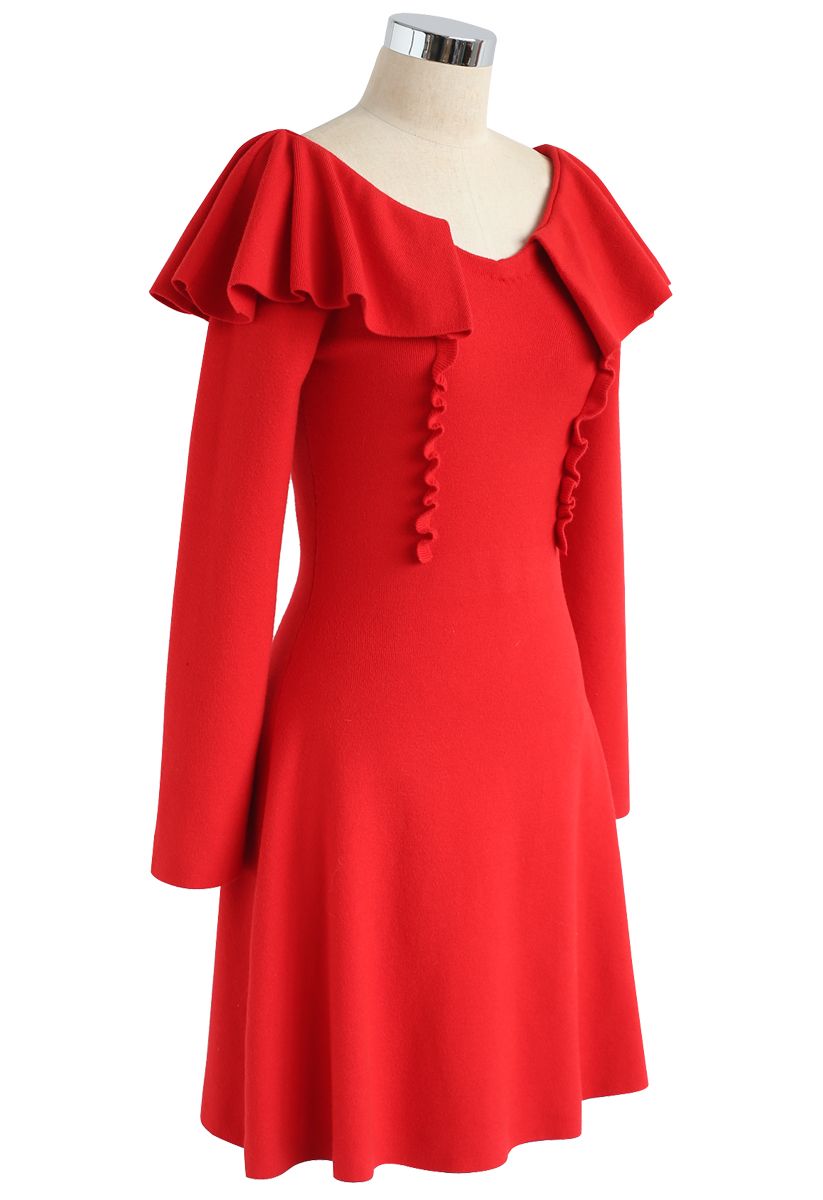 Forever Your Girl - Robe en maille à volants - Rouge