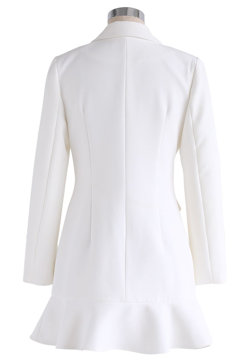 Classy Vogue Peplum Manteau Robe en blanc