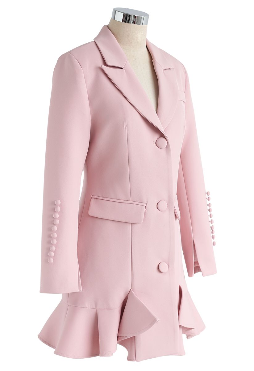 Robe Classique Vogue Peplum en rose 
