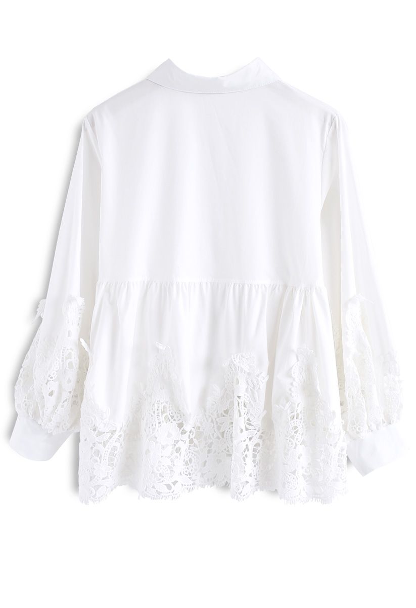 Croissance des fleurs Crochet Dolly Top in White