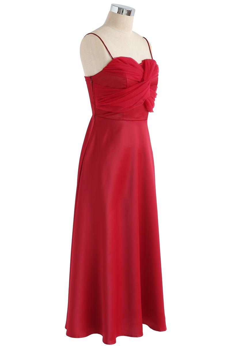 Silkiness Sweetheart Cami Dress en rouge