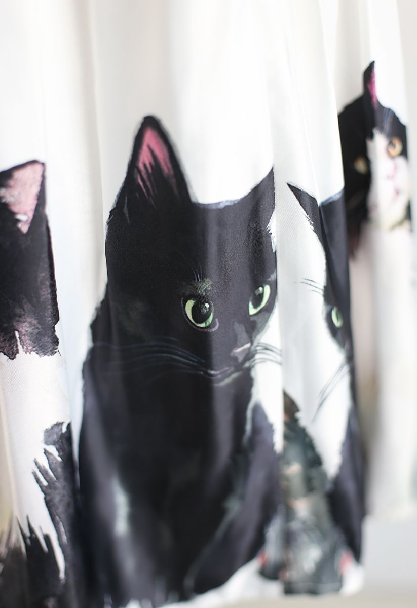 Jupe mi-longue avec imprimés de chats sauvages