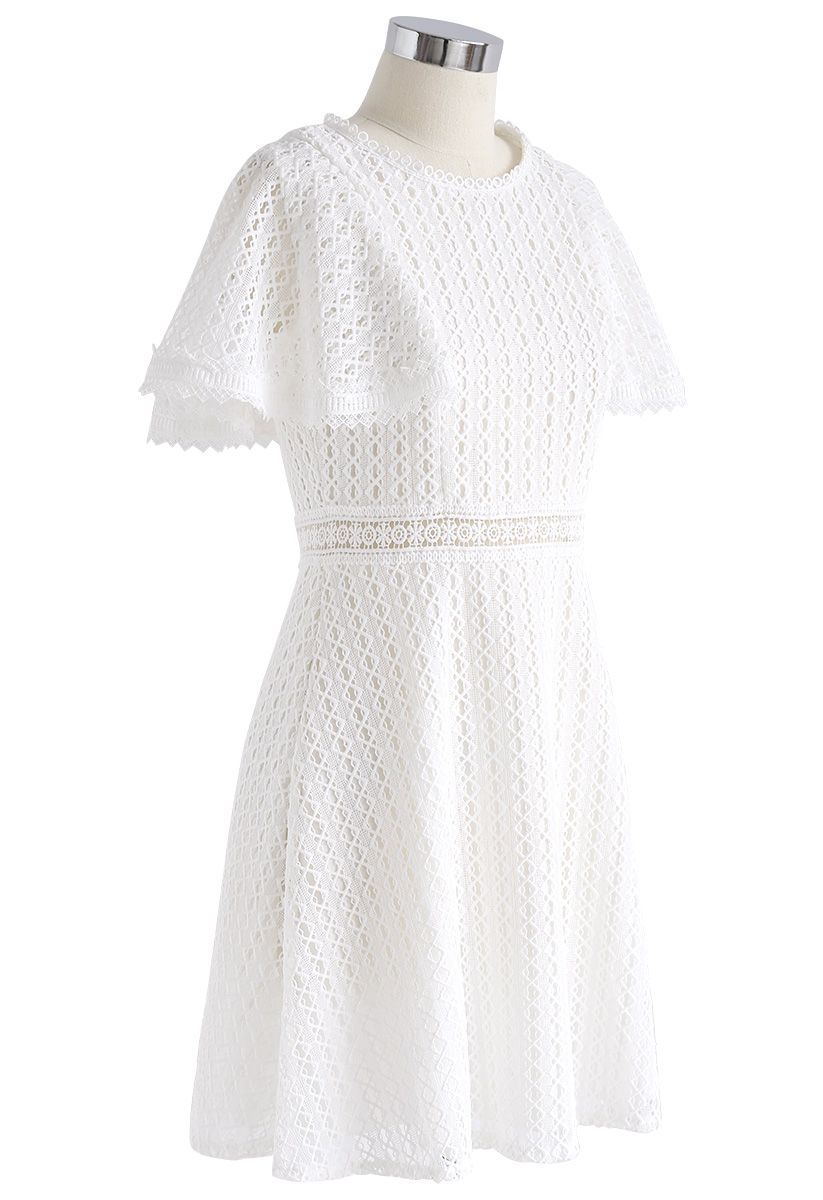 Crochet Me Grace Mini Robe en Blanc