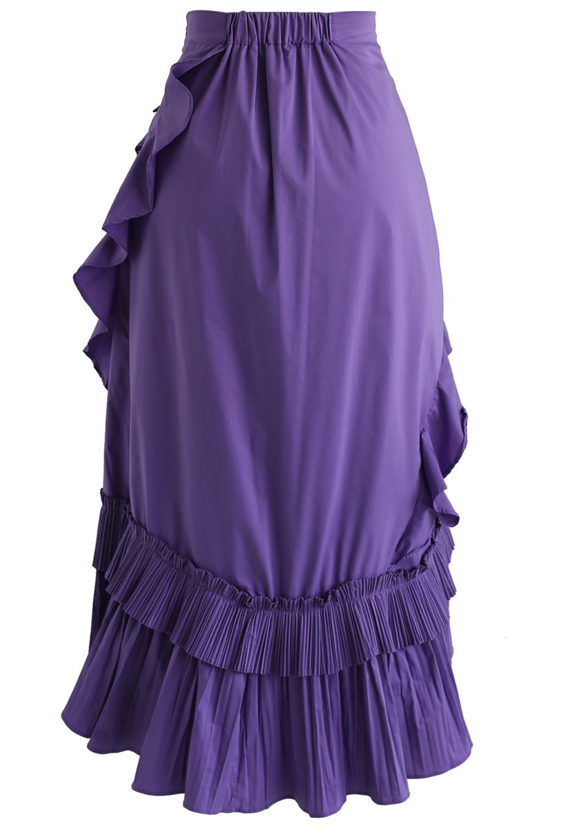 Inspiré de la jupe asymétrique à volants en violet