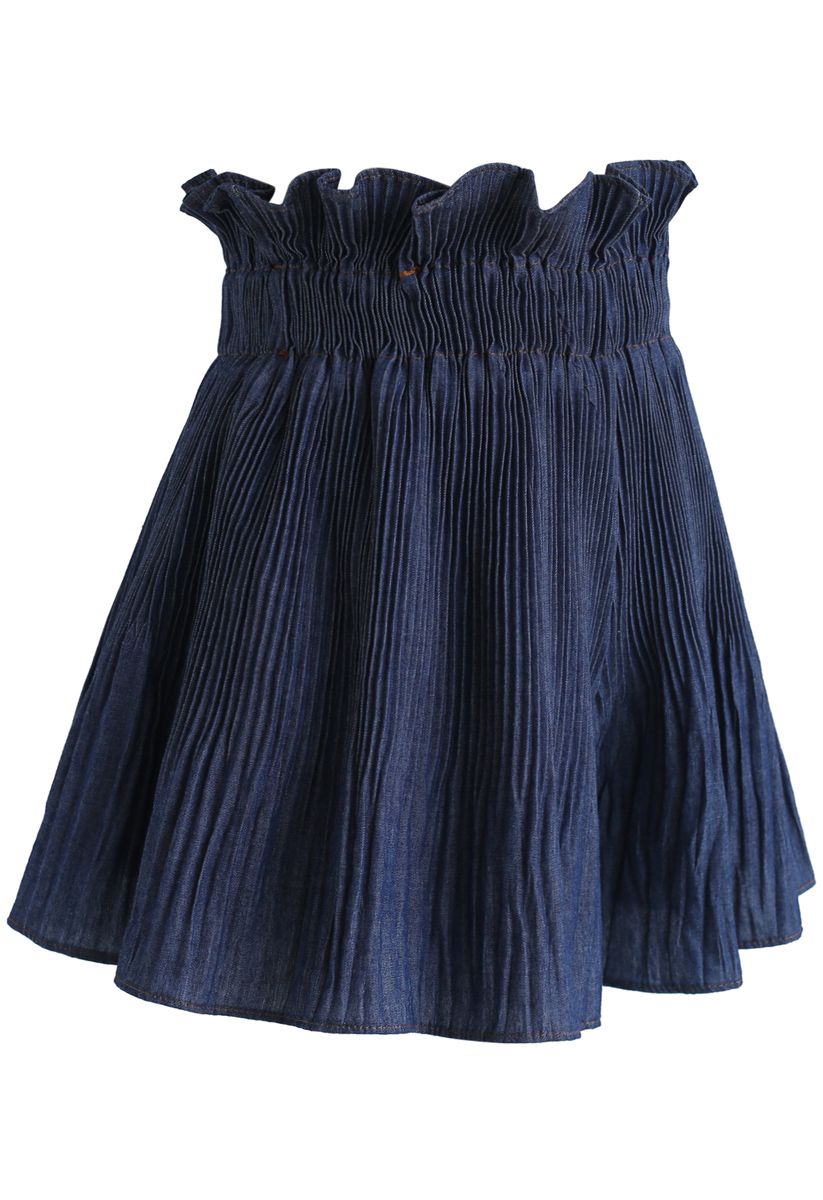 Effortless Bliss Pleated Chambray Skorts