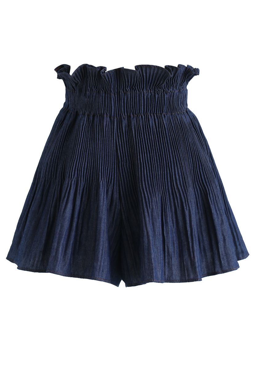 Effortless Bliss Pleated Chambray Skorts