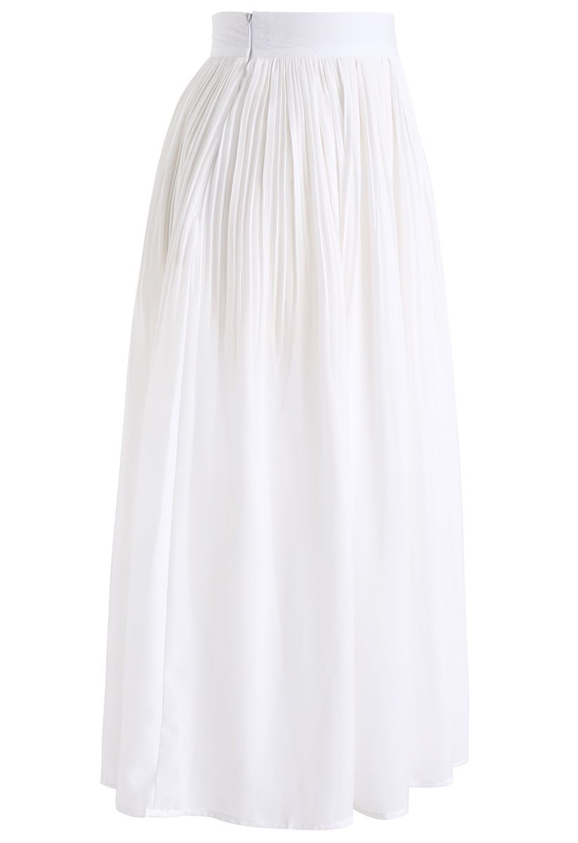 Never Go Wrong Frilling Midi Skirt in White
